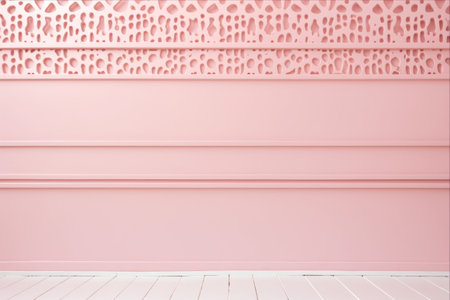Charming Contrasts: White Wooden Perforated Design Radiates on Light Pink Wall - AR 3:2の素材