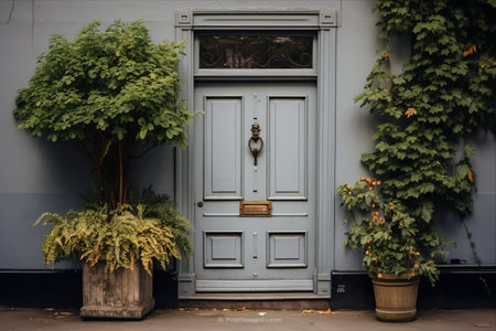 Elegant Vintage Door Adorned with Botanical Accents -- AR 3:2の素材