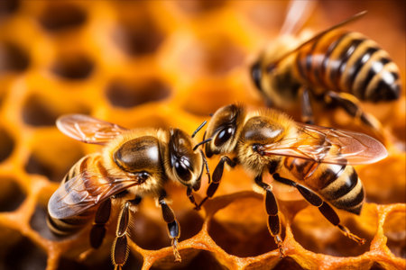 Bustling Honey Bees: A Glimpse Inside Their Hiveの素材