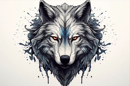 Visions of the Wild: Captivating Wolf Head Illustration in AR 3:2の素材