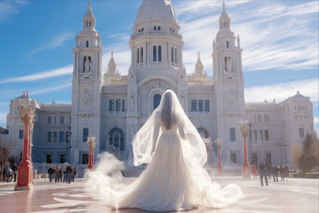 Captivating Arrival: The Almudena Virgin at the Almudena Cathedral on the Dia De La Almudena in Madrid, Spainの素材
