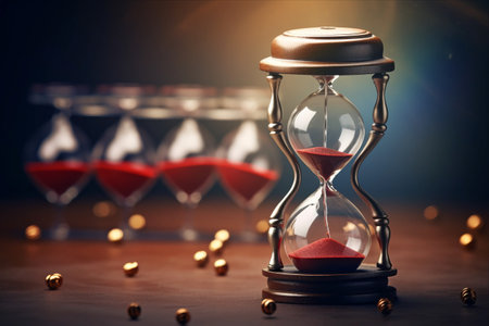 Time Slipping Away: Symbolizing the Urgency of Important Appointments, Schedules, and Deadlines with an Hourglass on Calendarの素材