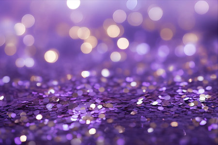 Enchanting Violet Decorative Sequins: Captivating Bokeh Lights Beckoning from Small Elementsの素材