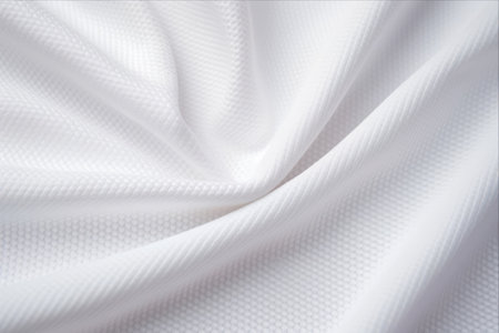 Close-Up of White Football Jersey Fabric Texture: A Sportswear Backgroundの素材