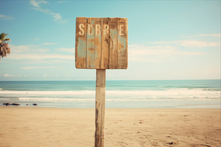 Sandy Shorewood: A Delightful Wooden Beach Sign - AR 3:2の素材