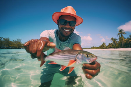 Serenity Ripples: Capturing the Artistry of Saltwater Fly Fishing in the Caribbeanの素材