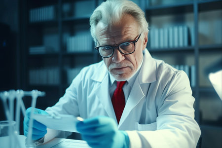 The Significance of Blood Testing: A Profound Examination by a Brilliant Scientist in Uniformの素材