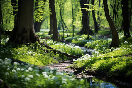 A Glimpse of Beauty: Capturing Spring Vegetation in a Forestの素材
