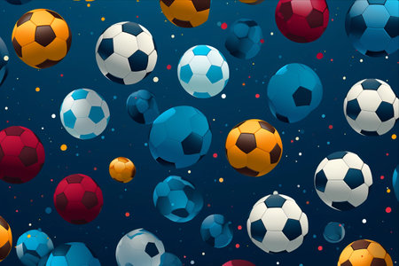 Aesthetic Soccer Balls: A Vibrant Pattern Background in AR 3:2の素材