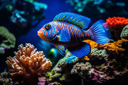 Diving into the Depths: Preserving the Vibrant Mandarin Fish and Coral Ecosystem in the Oceanの素材