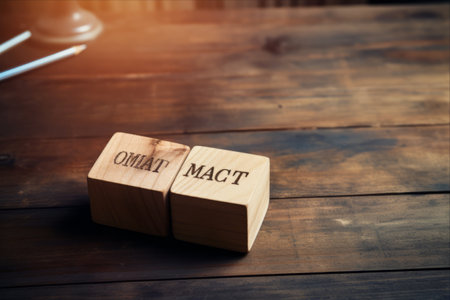 Important Message Word on Wood Block: Top View Concept for Your Designの素材