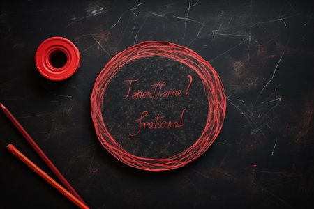 Emphasized Significance: Intriguing Red Circled Text on Textured Black Backgroundの素材