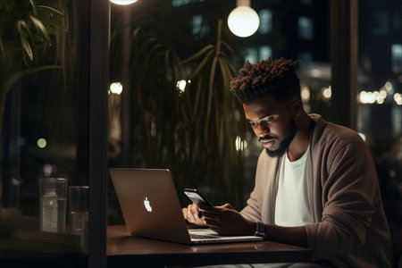 Breaking Barriers: The Empowered African American Professional Leading Late-Night Virtual Collaborationsの素材