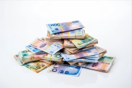 The Significance of Money: Euros Banknotes Symbolize Lifestyle and Future Savingsの素材