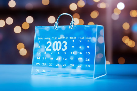 Winter Wonders: Illuminating Day 30 on the Luminous Calendar in Light Blue Townscapeの素材
