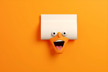 Vibrant Note Paper: Orange Background with Exclamation Mark - AR 3:2の素材