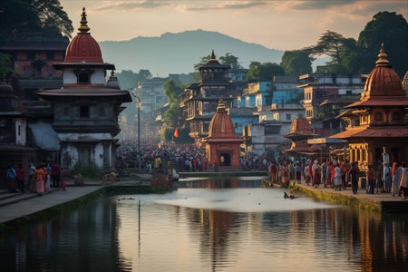 Pashupatinath Temple: A Magnificent Hindu Shrine along the Bagmati River in Kathmandu, Nepalの素材