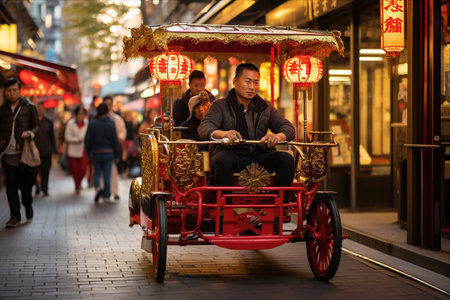 Revival of Traditional Rickshaw Carts in Asakusa, Tokyo: Young Men Preserving Japan's Heritageの素材