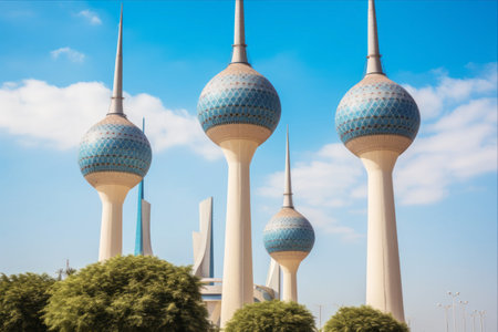 The Iconic Kuwait Towers: A 3:2 Perspective on the Gulf Road's Landmarkの素材