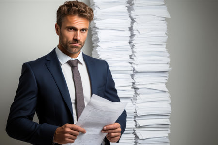 The Professional Edge: A Businessman Embracing Success Amidst Blank Canvas - AR 3:2の素材