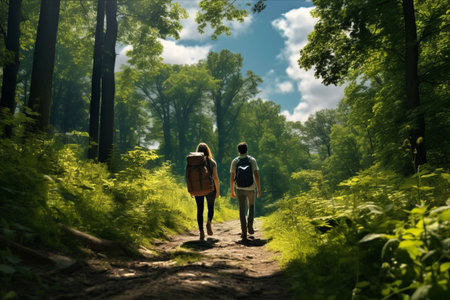 Journeying through Nature's Wonders: A Mesmerizing Forest Hike on a Glorious Dayの素材