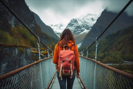 Journey of a Young Adventurer: Exploring Europe's Majestic Mountains with a Backpackの素材