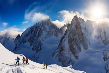 Exploring the Majestic Valle Blanche: A Thrilling Offpist Skiing Adventure Across the Mont Blanc Massifの素材