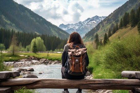 Discovering the Serene Beauty of Cheget: A Girl Traveler's Journey Through Mountainous Russiaの素材