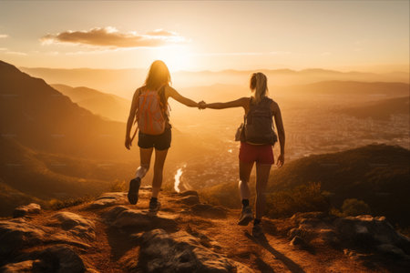 Ascending together at Sunrise: Empowering Girls through Fitness and Friendship on the Mountainの素材