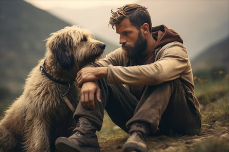 Unbreakable Bonds: Exploring the Powerful Connection Between Man and Dog in our Campaignの素材