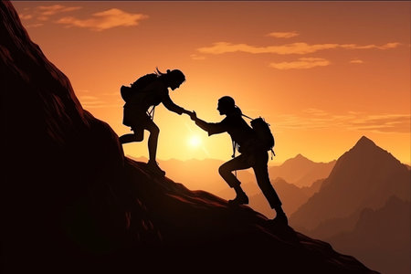 Scaling New Heights Together: The Power of Teamwork in Silhouette Style - AR 3:2の素材