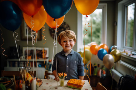 A Joyous Gathering: A Boy's Unforgettable 4th Birthday Celebration Amidst Family Bonding at Home!の素材