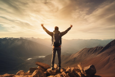 Conquering the Summit: A Hiker's Triumph in the Realm of Achievementの素材
