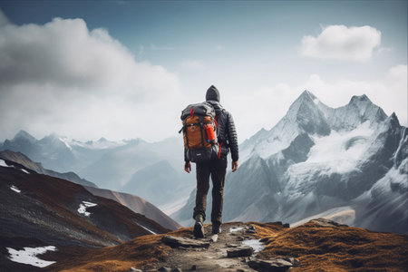 Embracing the Majestic Heights: An Adventurous Hiking Expedition in the Mountainsの素材