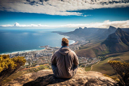 Experiencing Majestic Cape Town: A Panoramic View from Table Mountain National Parkの素材