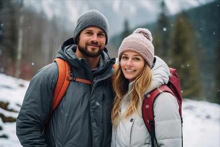 Winter's Enchantment: Adventures of Love and Exploration Amidst Snowy Mountainsの素材