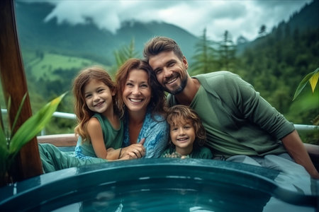Capturing Bliss: A Joyful Family Retreat in the Serene Embrace of Nature's Majestyの素材
