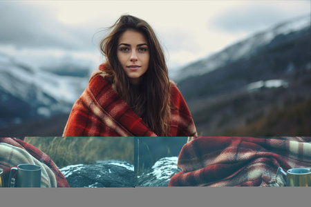 Embracing Serenity: A Teen Girl's Winter Hike to the Spectacular Mountain Peakの素材