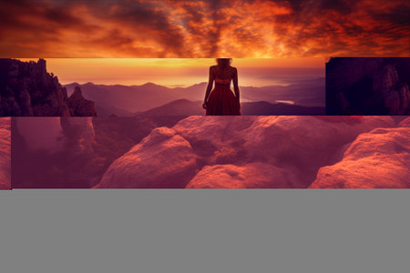 A Breathtaking Spectacle: Captivating Sunset on Women-Roque Nuble Mountainの素材