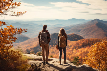 Captivating Autumn Adventure: A Harmonious Hiking Journey through the Blue Ridge Mountainsの素材