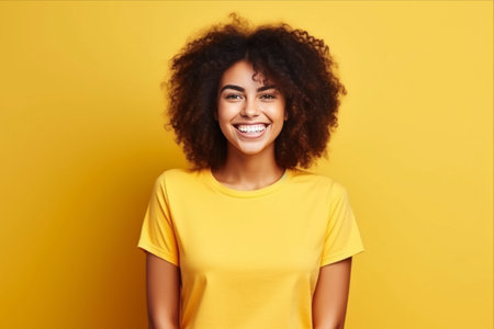 The Joyful Essence: Captivating Beauty in Yellow Backgroundの素材