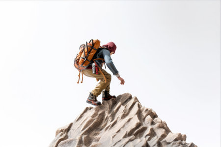 Scaling Heights: The Adventurous Miniature Mountain Climber Takes on Any Challengeの素材