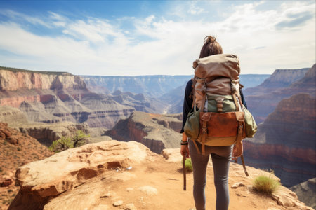 Tales of Triumph: A Determined Asian Hiker Conquers the Majestic Grand Canyonの素材