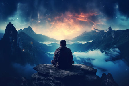 Elevated Serenity: Exploring the Cosmos Through Mountain Meditationの素材