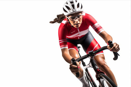 Cycling Dynamo: Empowered Female Athlete Pedaling Towards Victory!の素材