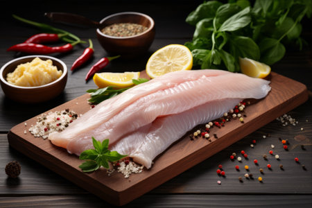Succulent Tilapia: Freshly Caught, Seasoned, and Ready to Savor!の素材