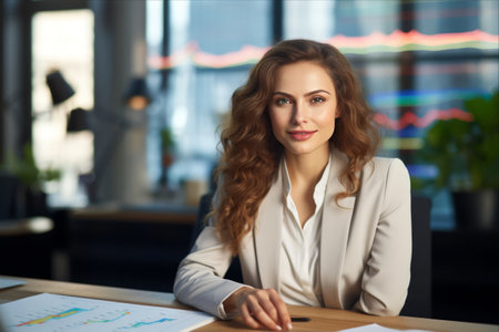 Calm and Confident: A Glimpse into the Dynamic World of a Smart Businesswoman in an Accounting Officeの素材