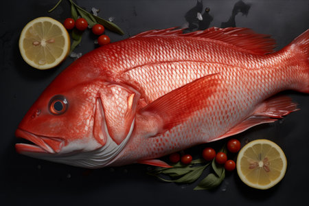 Fishing for a Colorful Delight: The Raw Red Fish Adventure â AR 3:2の素材