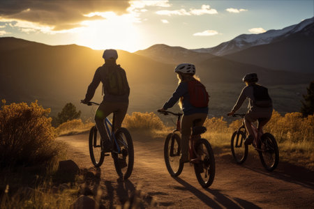 Thrilling Adventures: Exploring the Majestic Mountains on Bicycles with Familyの素材