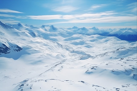 Epic Summer Skiing in Norway: Glorious Views of Snowy Peaks and Glaciers captured from Above!の素材